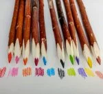 crayons de couleur artisanaux en branche d'arbre