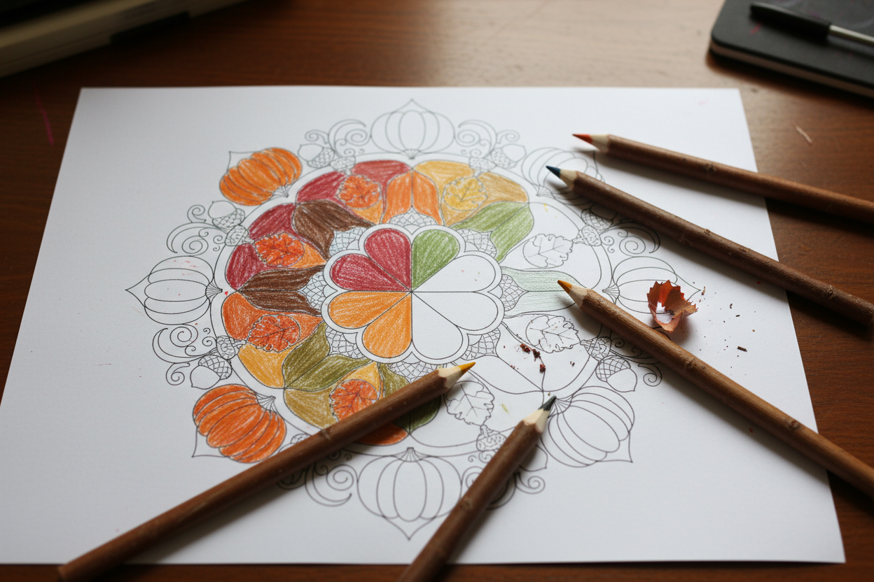 Mandala en cours de coloriage